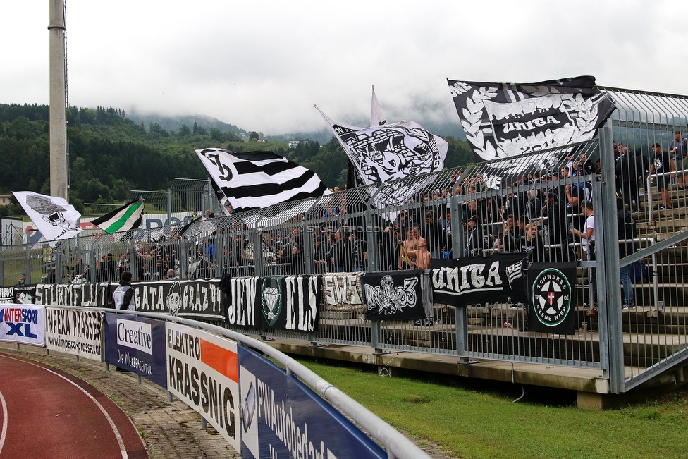 Wolfsberg - Sturm Graz
Oesterreichische Fussball Bundesliga, 5. Runde, Wolfsberger AC - SK Sturm Graz, Lavanttal Arena Wolfsberg, 25.08.2018. 

Foto zeigt Fans von Sturm
