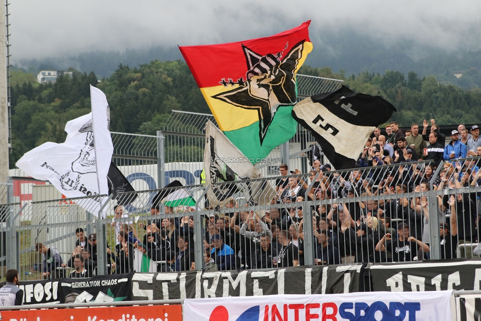 Wolfsberg - Sturm Graz
Oesterreichische Fussball Bundesliga, 5. Runde, Wolfsberger AC - SK Sturm Graz, Lavanttal Arena Wolfsberg, 25.08.2018. 

Foto zeigt Fans von Sturm
