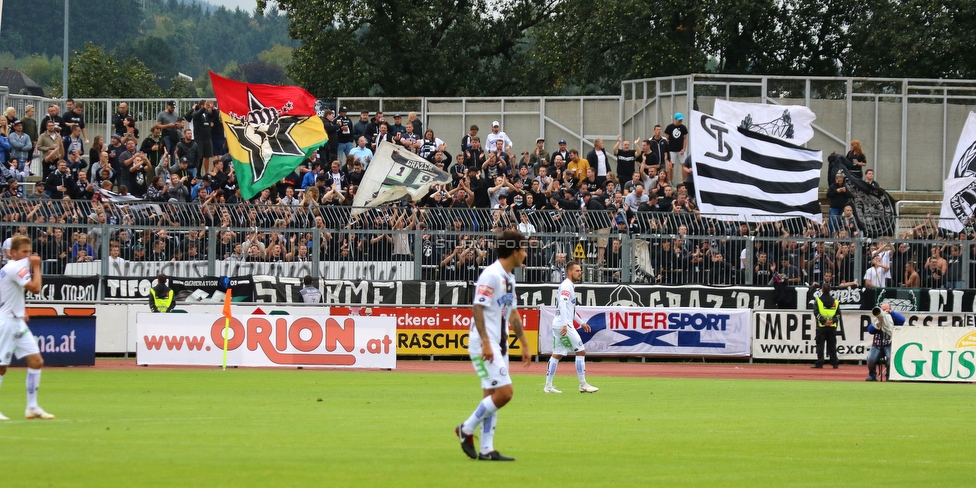 Wolfsberg - Sturm Graz
Oesterreichische Fussball Bundesliga, 5. Runde, Wolfsberger AC - SK Sturm Graz, Lavanttal Arena Wolfsberg, 25.08.2018. 

Foto zeigt Fans von Sturm
