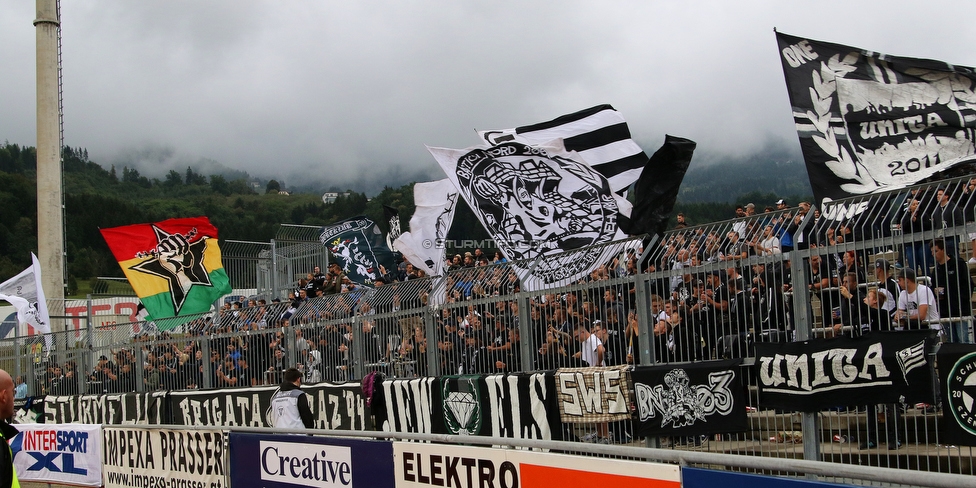 Wolfsberg - Sturm Graz
Oesterreichische Fussball Bundesliga, 5. Runde, Wolfsberger AC - SK Sturm Graz, Lavanttal Arena Wolfsberg, 25.08.2018. 

Foto zeigt Fans von Sturm
