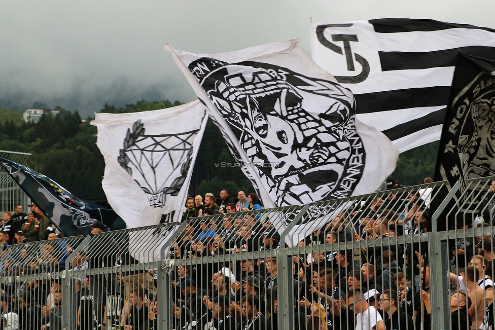 Wolfsberg - Sturm Graz
Oesterreichische Fussball Bundesliga, 5. Runde, Wolfsberger AC - SK Sturm Graz, Lavanttal Arena Wolfsberg, 25.08.2018. 

Foto zeigt Fans von Sturm
