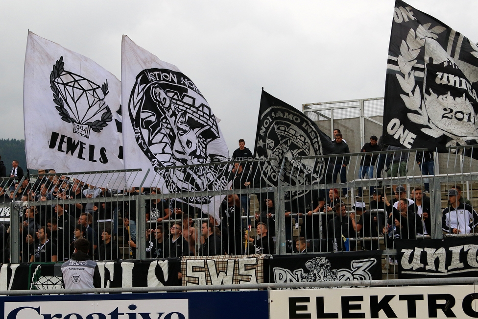 Wolfsberg - Sturm Graz
Oesterreichische Fussball Bundesliga, 5. Runde, Wolfsberger AC - SK Sturm Graz, Lavanttal Arena Wolfsberg, 25.08.2018. 

Foto zeigt Fans von Sturm
