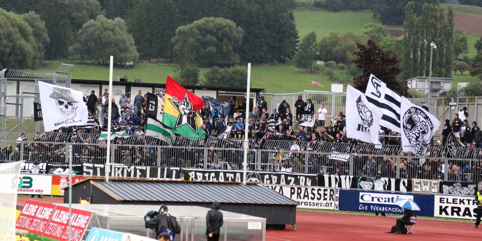 Wolfsberg - Sturm Graz
Oesterreichische Fussball Bundesliga, 5. Runde, Wolfsberger AC - SK Sturm Graz, Lavanttal Arena Wolfsberg, 25.08.2018. 

Foto zeigt Fans von Sturm
