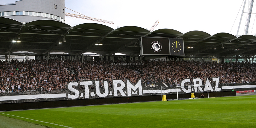 Sturm Graz - Rapid Wien
Oesterreichische Fussball Bundesliga, 6. Runde, SK Sturm Graz - SK Rapid Wien, Stadion Liebenau Graz, 02.09.2018. 

Foto zeigt Fans von Sturm mit einer Choreografie
