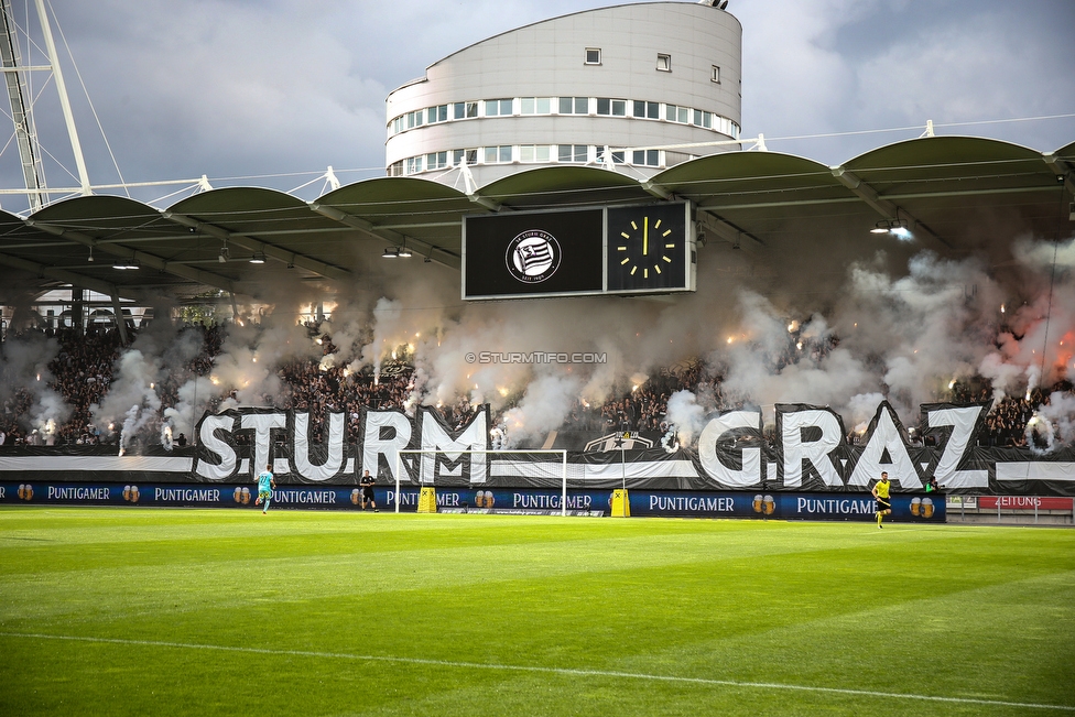 Sturm Graz - Rapid Wien
Oesterreichische Fussball Bundesliga, 6. Runde, SK Sturm Graz - SK Rapid Wien, Stadion Liebenau Graz, 02.09.2018. 

Foto zeigt Fans von Sturm mit einer Choreografie
Schlüsselwörter: pyrotechnik