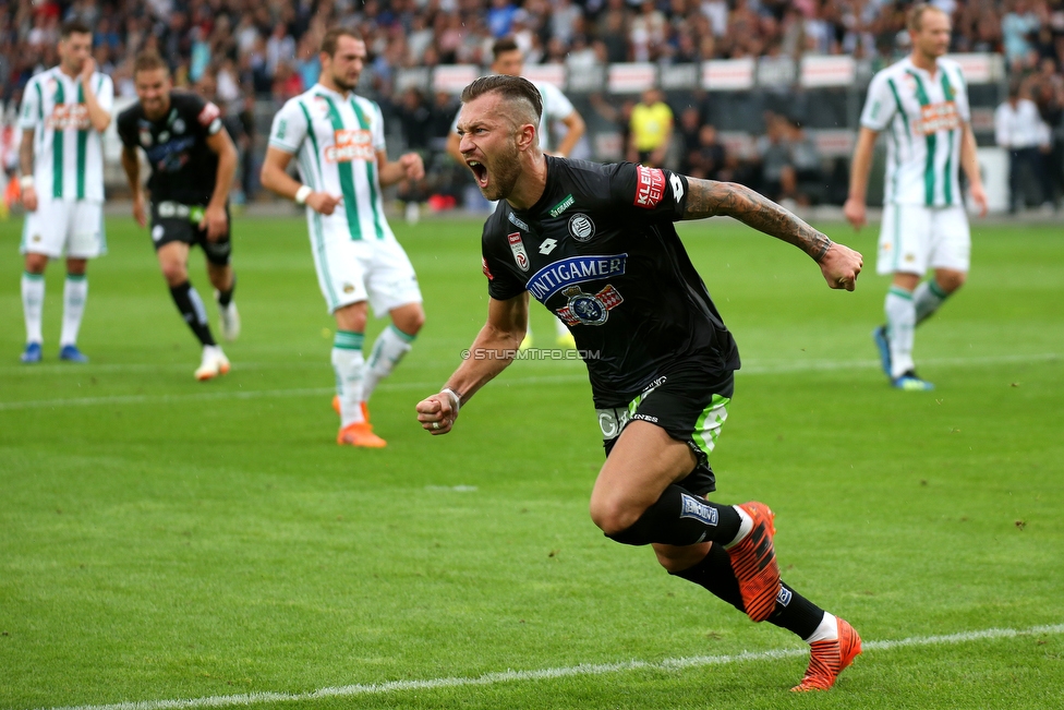 Sturm Graz - Rapid Wien
Oesterreichische Fussball Bundesliga, 6. Runde, SK Sturm Graz - SK Rapid Wien, Stadion Liebenau Graz, 02.09.2018. 

Foto zeigt Peter Zulj (Sturm)
Schlüsselwörter: elfmeter torjubel