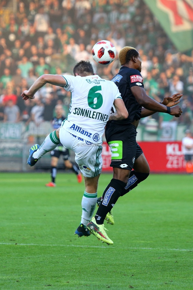 Sturm Graz - Rapid Wien
Oesterreichische Fussball Bundesliga, 6. Runde, SK Sturm Graz - SK Rapid Wien, Stadion Liebenau Graz, 02.09.2018. 

Foto zeigt Mario Sonnleitner (Rapid) und Emeka Friday Eze (Sturm)
Schlüsselwörter: kopfball