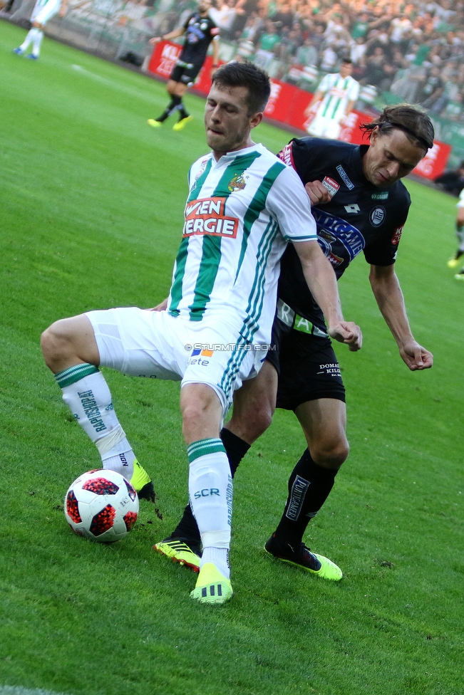 Sturm Graz - Rapid Wien
Oesterreichische Fussball Bundesliga, 6. Runde, SK Sturm Graz - SK Rapid Wien, Stadion Liebenau Graz, 02.09.2018. 

Foto zeigt Deni Alar (Rapid) und Stefan Hierlaender (Sturm)
