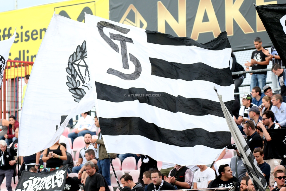 Admira Wacker - Sturm Graz
Oesterreichische Fussball Bundesliga, 7. Runde, FC Admira Wacker Moedling - SK Sturm Graz, Stadion Suedstadt Maria Enzersdorf, 15.09.2018. 

Foto zeigt Fans von Sturm
