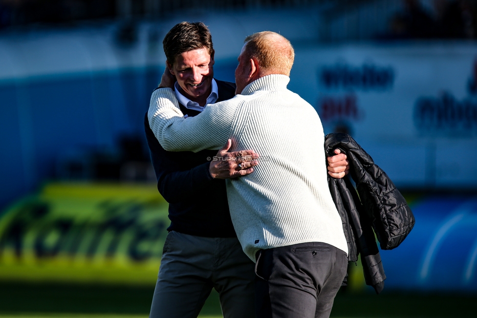 LASK - Sturm Graz
Oesterreichische Fussball Bundesliga, 9. Runde, LASK - SK Sturm Graz, Waldstadion Pasching, 30.09.2018. 

Foto zeigt Oliver Glasner (Cheftrainer LASK) und Heiko Vogel (Cheftrainer Sturm)
