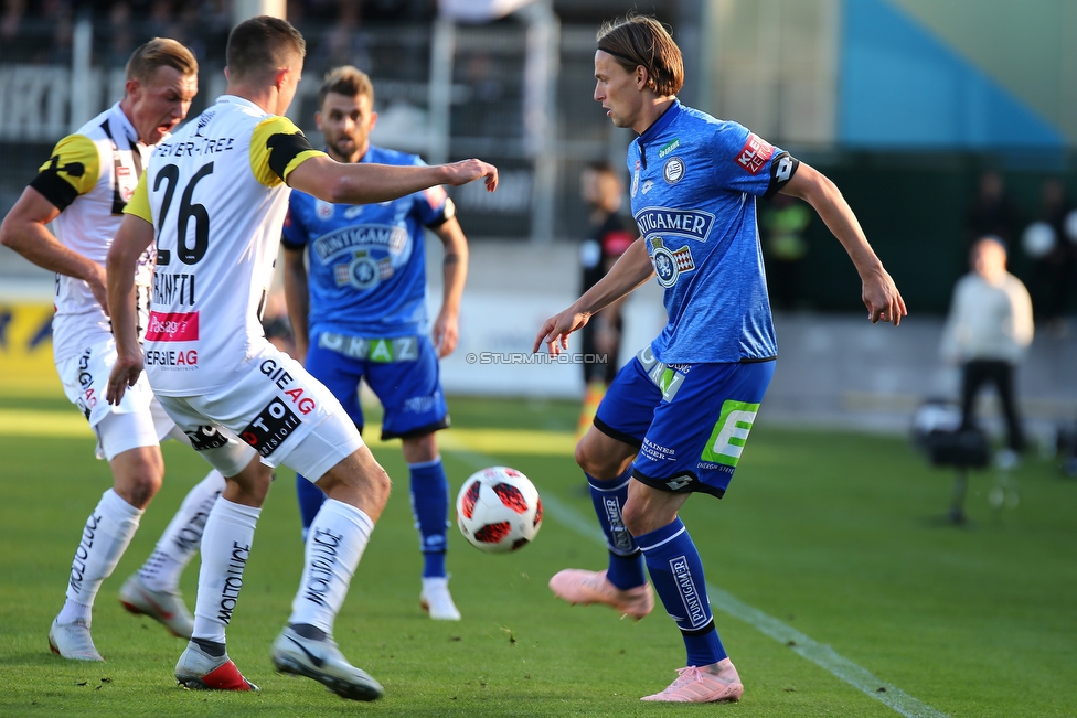 LASK - Sturm Graz
Oesterreichische Fussball Bundesliga, 9. Runde, LASK - SK Sturm Graz, Waldstadion Pasching, 30.09.2018. 

Foto zeigt Reinhold Ranftl (LASK) und Stefan Hierlaender (Sturm)
