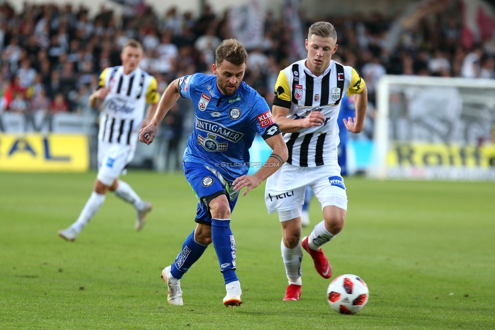 LASK - Sturm Graz
Oesterreichische Fussball Bundesliga, 9. Runde, LASK - SK Sturm Graz, Waldstadion Pasching, 30.09.2018. 

Foto zeigt Philipp Huspek (Sturm)
