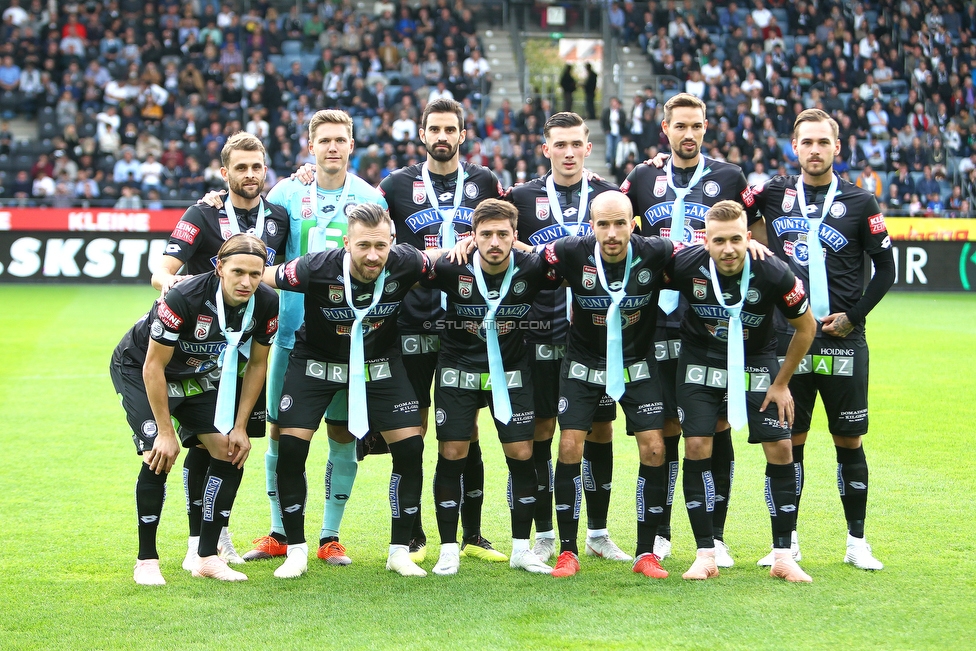 Sturm Graz - Salzburg
Oesterreichische Fussball Bundesliga, 10. Runde, SK Sturm Graz - FC RB Salzburg, Stadion Liebenau Graz, 07.10.2018. 

Foto zeigt die Mannschaft von Sturm mit den Krawatten der Charity Aktion Loose Ties
