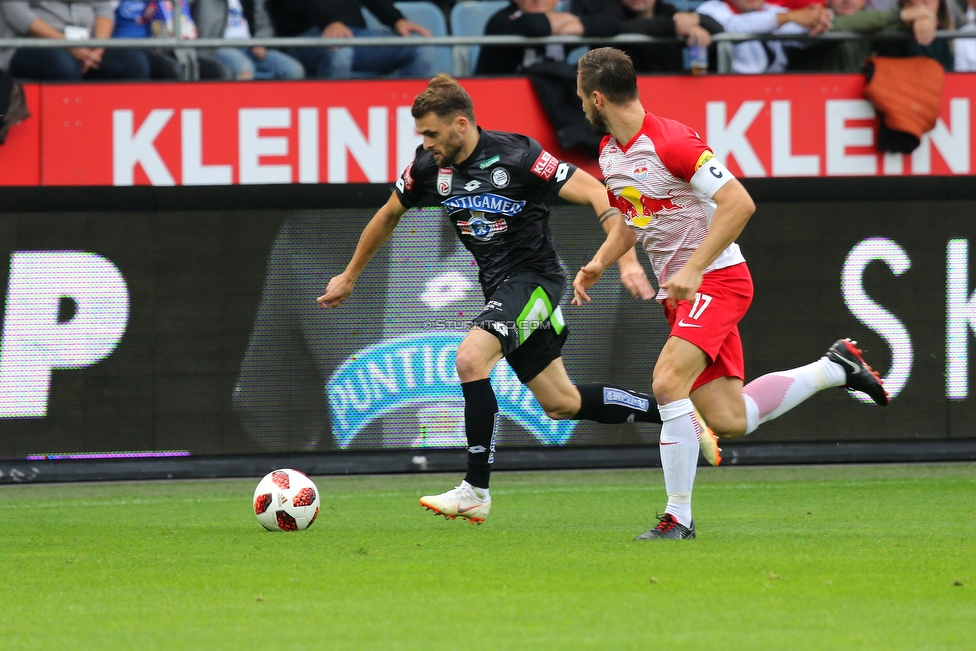 Sturm Graz - Salzburg
Oesterreichische Fussball Bundesliga, 10. Runde, SK Sturm Graz - FC RB Salzburg, Stadion Liebenau Graz, 07.10.2018. 

Foto zeigt Philipp Huspek (Sturm) und Andreas Ulmer (Salzburg)
