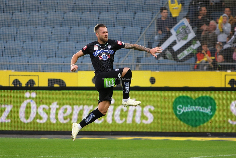 Sturm Graz - Salzburg
Oesterreichische Fussball Bundesliga, 10. Runde, SK Sturm Graz - FC RB Salzburg, Stadion Liebenau Graz, 07.10.2018. 

Foto zeigt Peter Zulj (Sturm)
Schlüsselwörter: torjubel