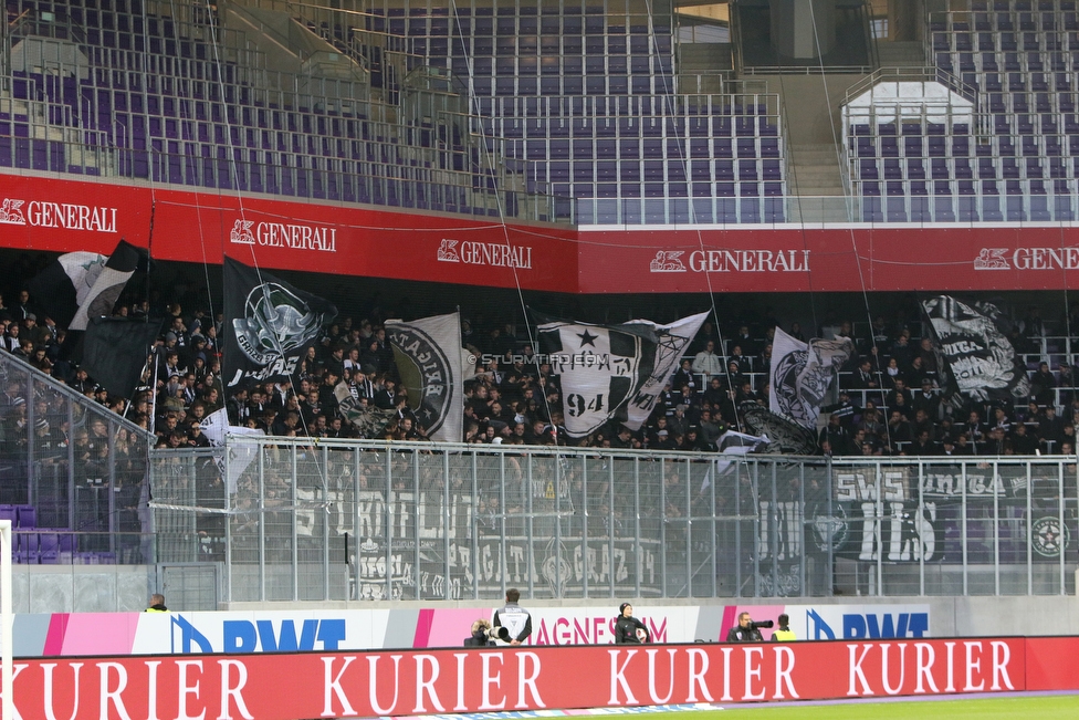 Austria Wien - Sturm Graz
Oesterreichische Fussball Bundesliga, 11. Runde, FK Austria Wien - SK Sturm Graz, Franz Horr Stadion Wien, 21.10.2018. 

Foto zeigt Fans von Sturm
