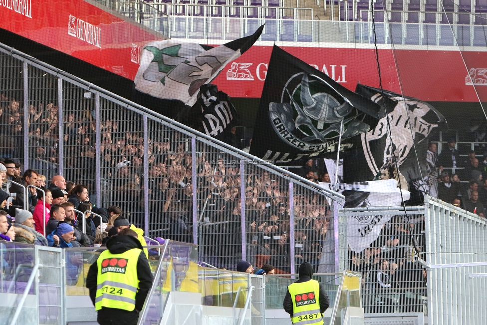 Austria Wien - Sturm Graz
Oesterreichische Fussball Bundesliga, 11. Runde, FK Austria Wien - SK Sturm Graz, Franz Horr Stadion Wien, 21.10.2018. 

Foto zeigt Fans von Sturm
