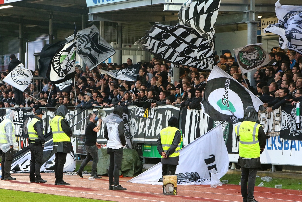 Hartberg - Sturm Graz
Oesterreichische Fussball Bundesliga, 12. Runde, TSV Hartberg - SK Sturm Graz, Franz Arena Hartberg, 27.10.2018. 

Foto zeigt Fans von Sturm
