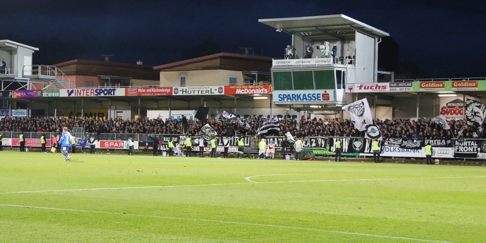 Hartberg - Sturm Graz
Oesterreichische Fussball Bundesliga, 12. Runde, TSV Hartberg - SK Sturm Graz, Franz Arena Hartberg, 27.10.2018. 

Foto zeigt Fans von Sturm
