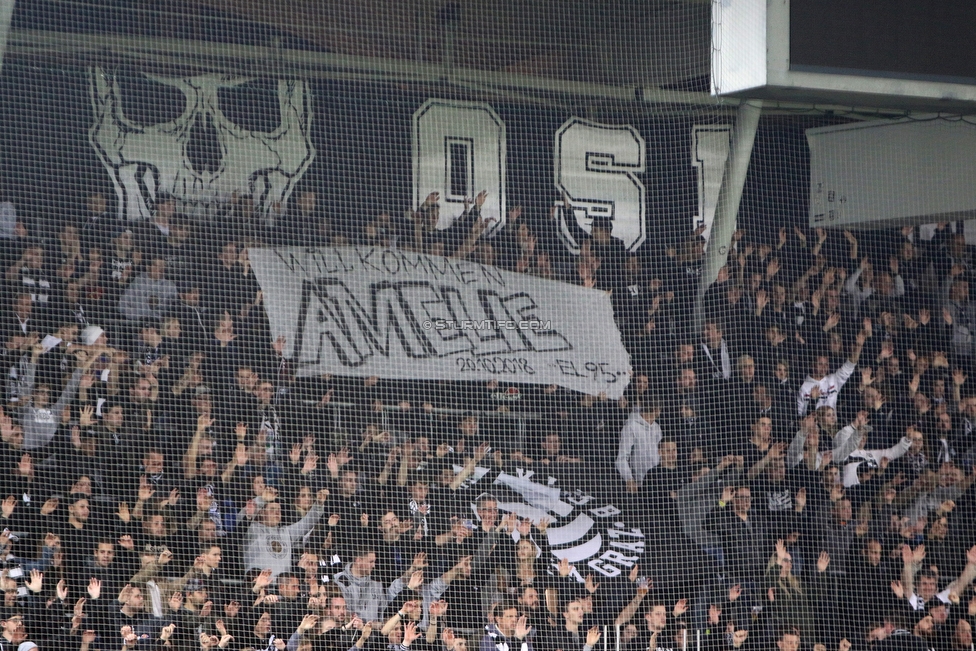 Sturm Graz - Innsbruck
Oesterreichische Fussball Bundesliga, 13. Runde, SK Sturm Graz - FC Wacker Innsbruck, Stadion Liebenau Graz, 03.11.2018. 

Foto zeigt Fans von Sturm mit einem Spruchband
