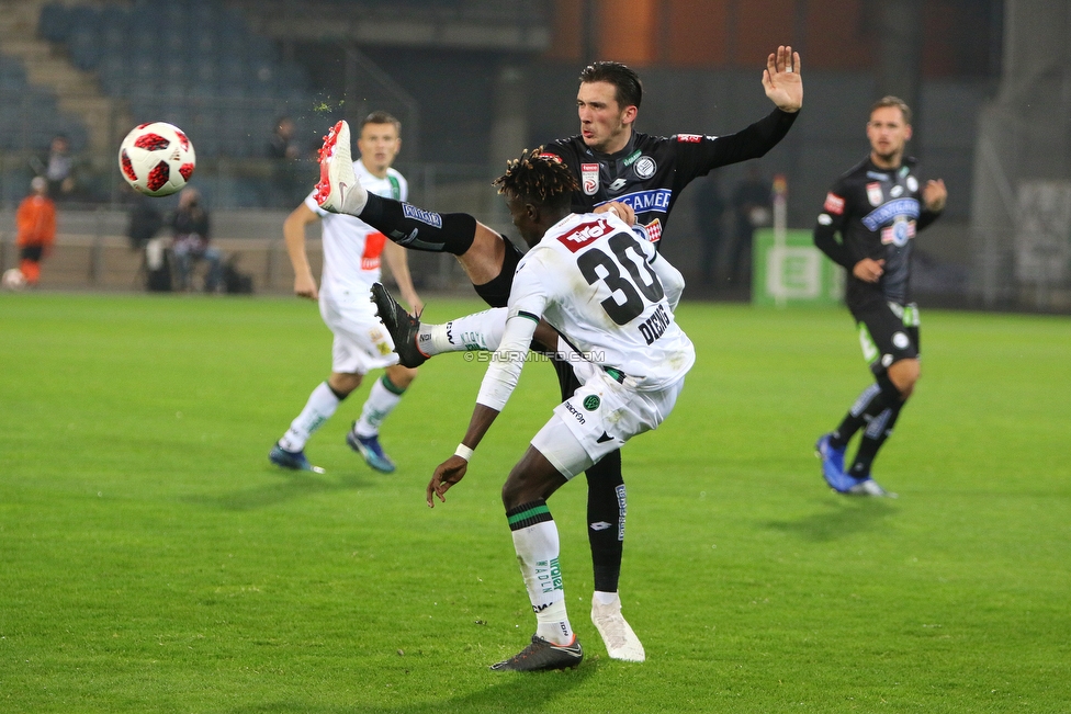 Sturm Graz - Innsbruck
Oesterreichische Fussball Bundesliga, 13. Runde, SK Sturm Graz - FC Wacker Innsbruck, Stadion Liebenau Graz, 03.11.2018. 

Foto zeigt Dario Maresic (Sturm) und Cheikhou Dieng (Innsbruck)
