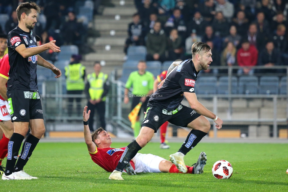 Sturm Graz - St. Poelten
Oesterreichische Fussball Bundesliga, 14. Runde, SK Sturm Graz - FC Wacker Innsbruck, Stadion Liebenau Graz, 10.11.2018. 

Foto zeigt Markus Lackner (Sturm) und Peter Zulj (Sturm)
