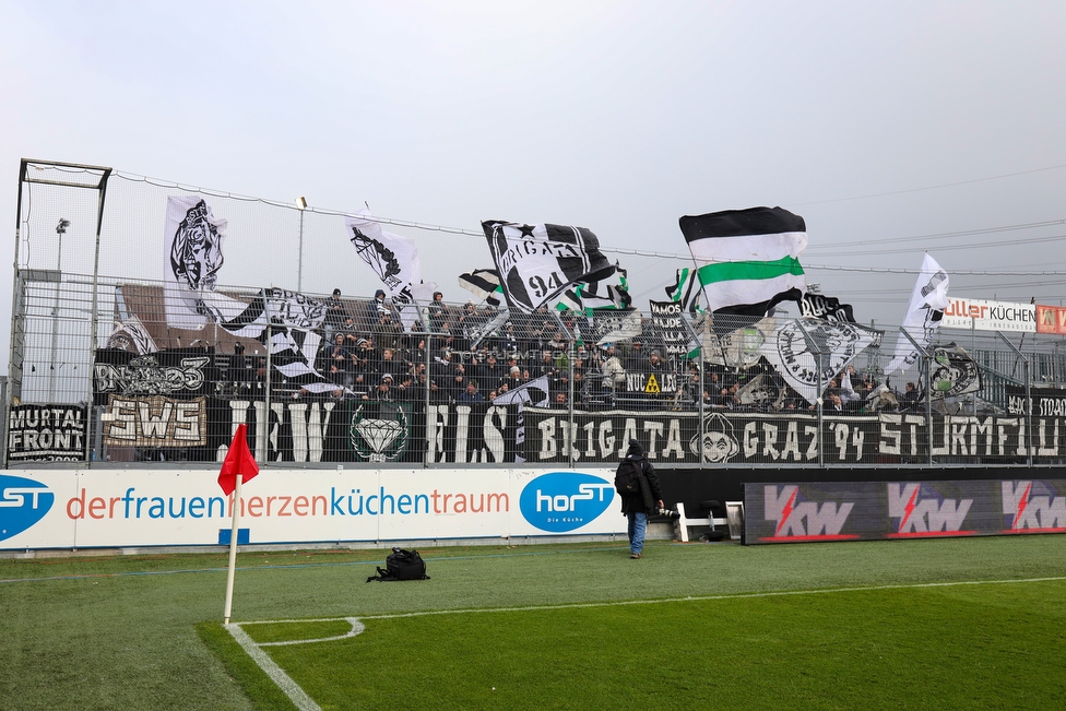 Altach - Sturm Graz
Oesterreichische Fussball Bundesliga, 15. Runde, SCR Altach - SK Sturm Graz, Stadion Schnabelholz Altach, 25.11.2018. 

Foto zeigt Fans von Sturm
