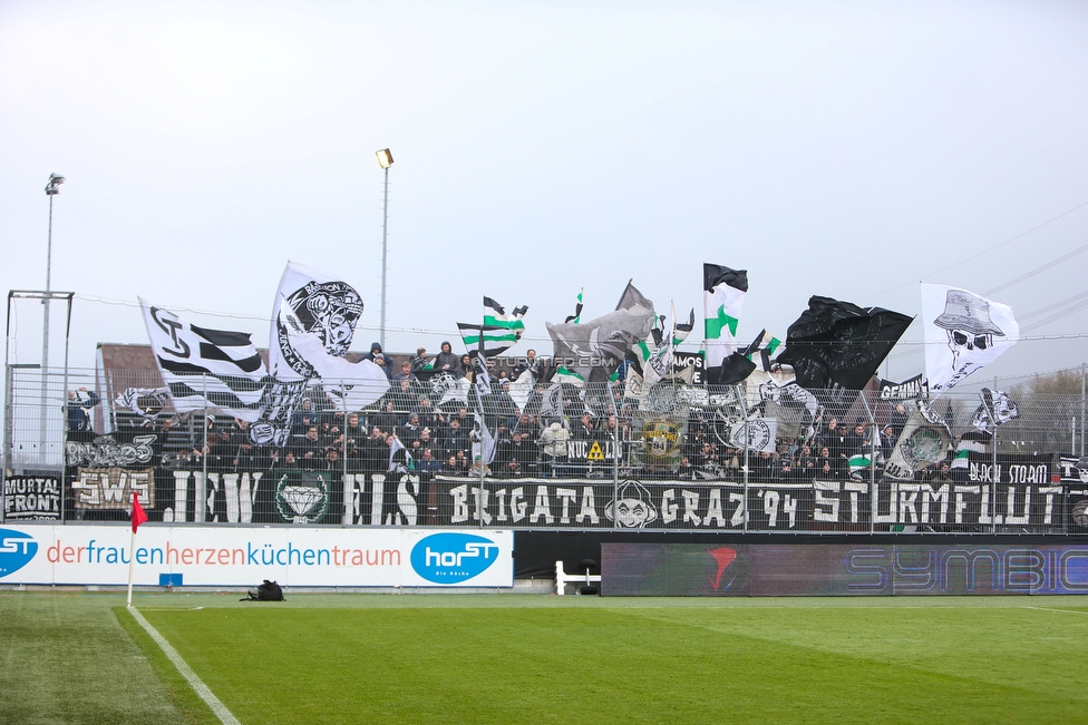 Altach - Sturm Graz
Oesterreichische Fussball Bundesliga, 15. Runde, SCR Altach - SK Sturm Graz, Stadion Schnabelholz Altach, 25.11.2018. 

Foto zeigt Fans von Sturm
