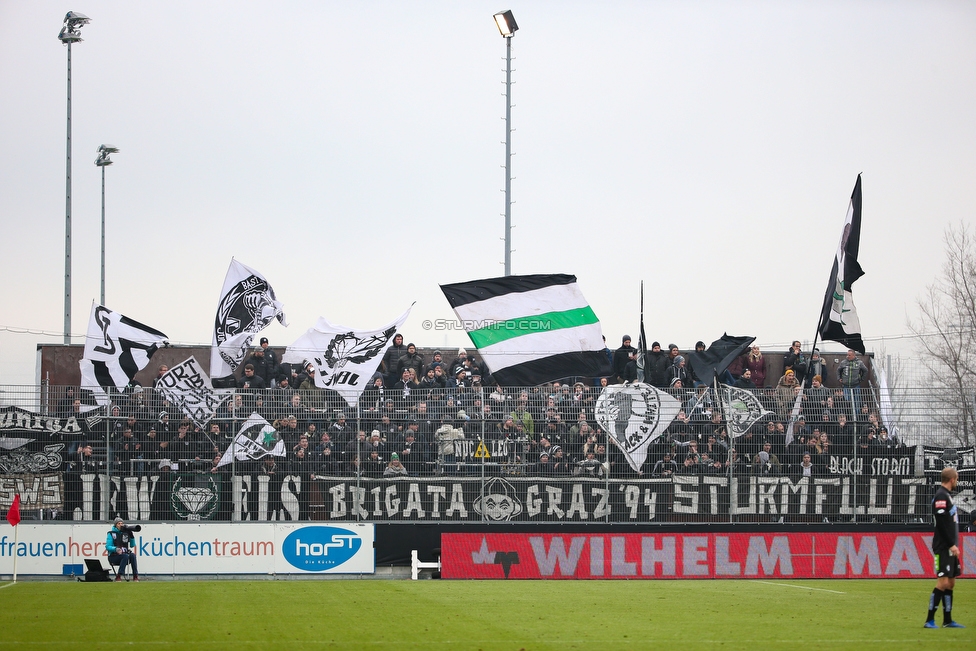 Altach - Sturm Graz
Oesterreichische Fussball Bundesliga, 15. Runde, SCR Altach - SK Sturm Graz, Stadion Schnabelholz Altach, 25.11.2018. 

Foto zeigt Fans von Sturm
