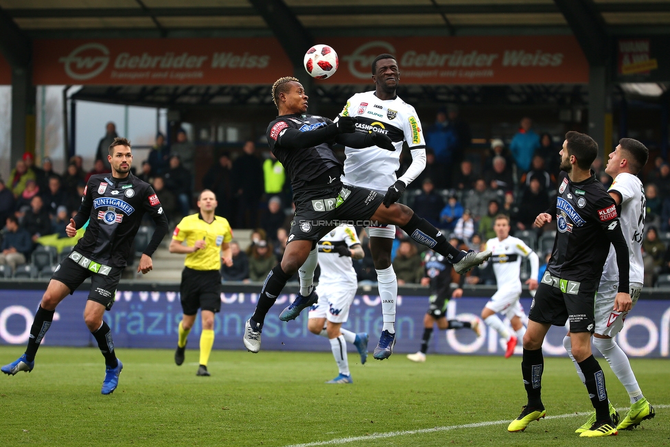 Altach - Sturm Graz
Oesterreichische Fussball Bundesliga, 15. Runde, SCR Altach - SK Sturm Graz, Stadion Schnabelholz Altach, 25.11.2018. 

Foto zeigt Emeka Friday Eze (Sturm)
Schlüsselwörter: kopfball