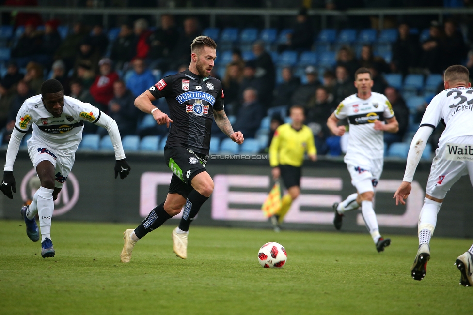 Altach - Sturm Graz
Oesterreichische Fussball Bundesliga, 15. Runde, SCR Altach - SK Sturm Graz, Stadion Schnabelholz Altach, 25.11.2018. 

Foto zeigt Peter Zulj (Sturm)
