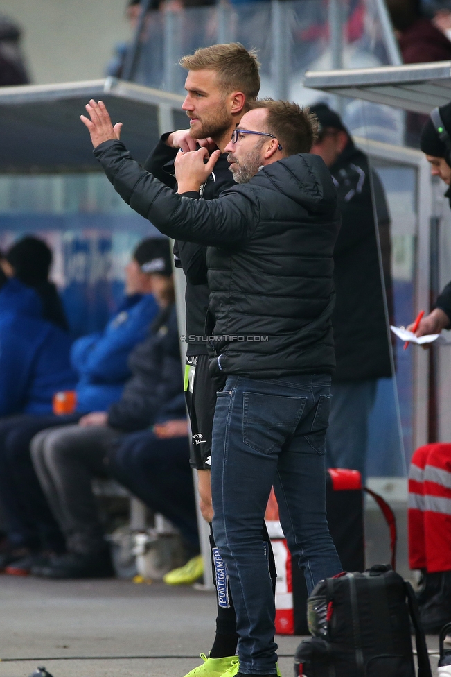 Altach - Sturm Graz
Oesterreichische Fussball Bundesliga, 15. Runde, SCR Altach - SK Sturm Graz, Stadion Schnabelholz Altach, 25.11.2018. 

Foto zeigt Lukas Grozurek (Sturm) und Roman Maehlich (Cheftrainer Sturm)
