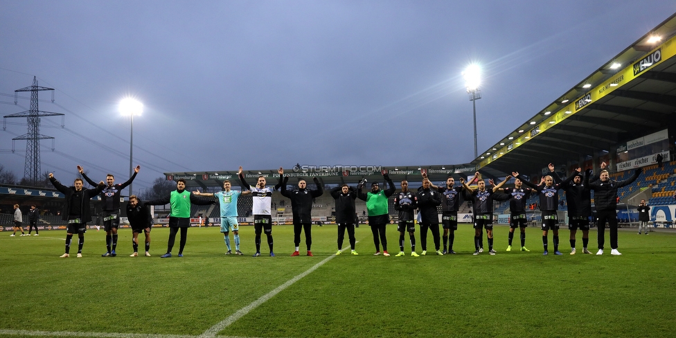 Altach - Sturm Graz
Oesterreichische Fussball Bundesliga, 15. Runde, SCR Altach - SK Sturm Graz, Stadion Schnabelholz Altach, 25.11.2018. 

Foto zeigt die Mannschaft von Sturm
Schlüsselwörter: jubel