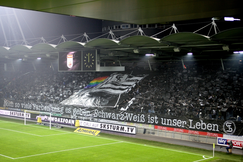 Sturm Graz - Wolfsberg
Oesterreichische Fussball Bundesliga, 16. Runde, SK Sturm Graz - Wolfsberger AC, Stadion Liebenau Graz, 02.12.2018. 

Foto zeigt Fans von Sturm mit einer Choreografie
