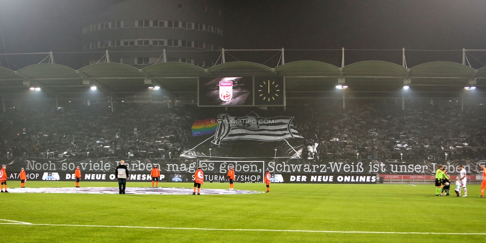 Sturm Graz - Wolfsberg
Oesterreichische Fussball Bundesliga, 16. Runde, SK Sturm Graz - Wolfsberger AC, Stadion Liebenau Graz, 02.12.2018. 

Foto zeigt Fans von Sturm mit einer Choreografie
