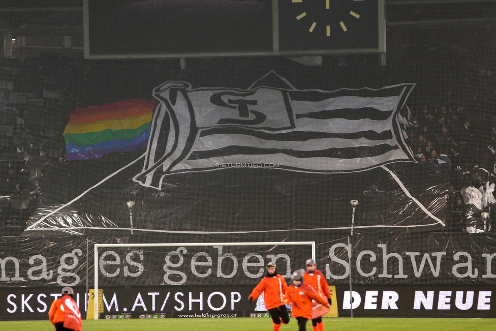 Sturm Graz - Wolfsberg
Oesterreichische Fussball Bundesliga, 16. Runde, SK Sturm Graz - Wolfsberger AC, Stadion Liebenau Graz, 02.12.2018. 

Foto zeigt Fans von Sturm mit einer Choreografie
