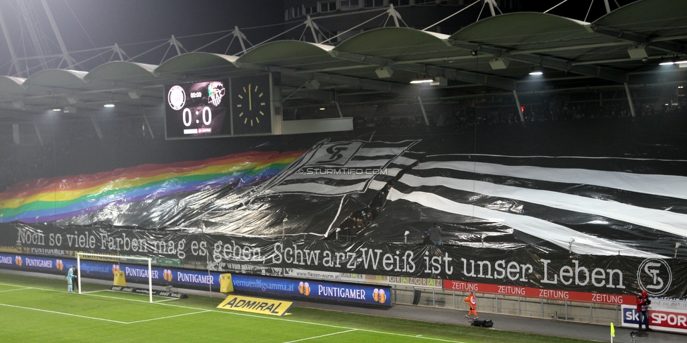 Sturm Graz - Wolfsberg
Oesterreichische Fussball Bundesliga, 16. Runde, SK Sturm Graz - Wolfsberger AC, Stadion Liebenau Graz, 02.12.2018. 

Foto zeigt Fans von Sturm mit einer Choreografie
