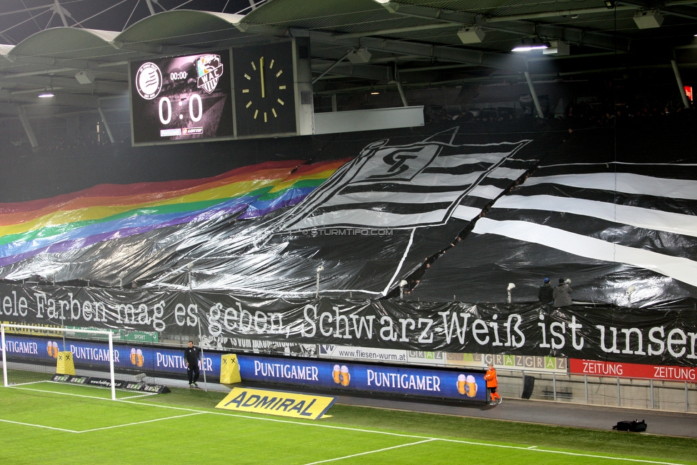 Sturm Graz - Wolfsberg
Oesterreichische Fussball Bundesliga, 16. Runde, SK Sturm Graz - Wolfsberger AC, Stadion Liebenau Graz, 02.12.2018. 

Foto zeigt Fans von Sturm mit einer Choreografie
