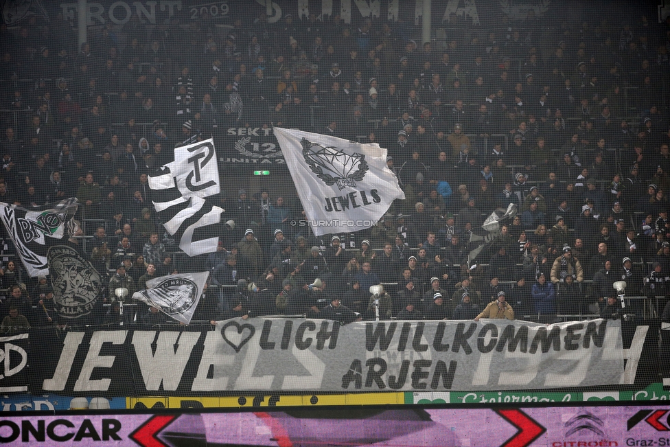 Sturm Graz - Wolfsberg
Oesterreichische Fussball Bundesliga, 16. Runde, SK Sturm Graz - Wolfsberger AC, Stadion Liebenau Graz, 02.12.2018. 

Foto zeigt Fans von Sturm mit einem Spruchband
