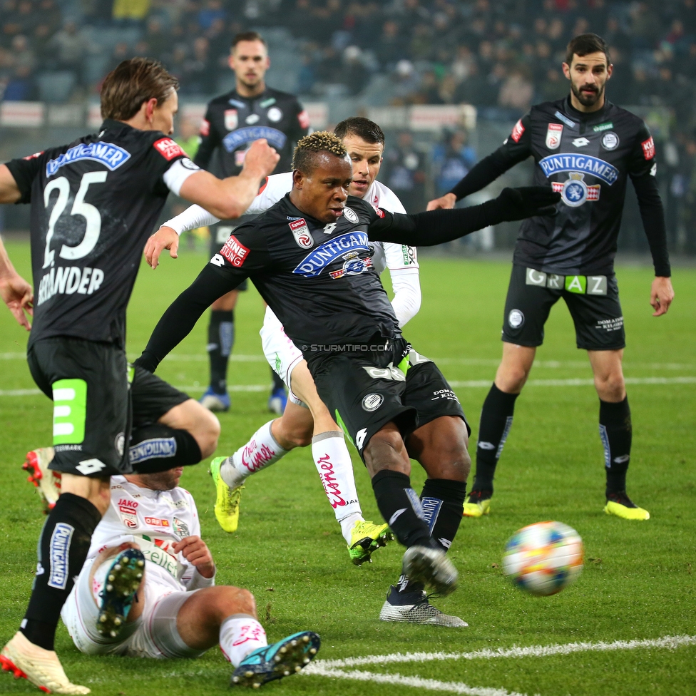 Sturm Graz - Wolfsberg
Oesterreichische Fussball Bundesliga, 16. Runde, SK Sturm Graz - Wolfsberger AC, Stadion Liebenau Graz, 02.12.2018. 

Foto zeigt Stefan Hierlaender (Sturm) und Emeka Friday Eze (Sturm)
Schlüsselwörter: tor