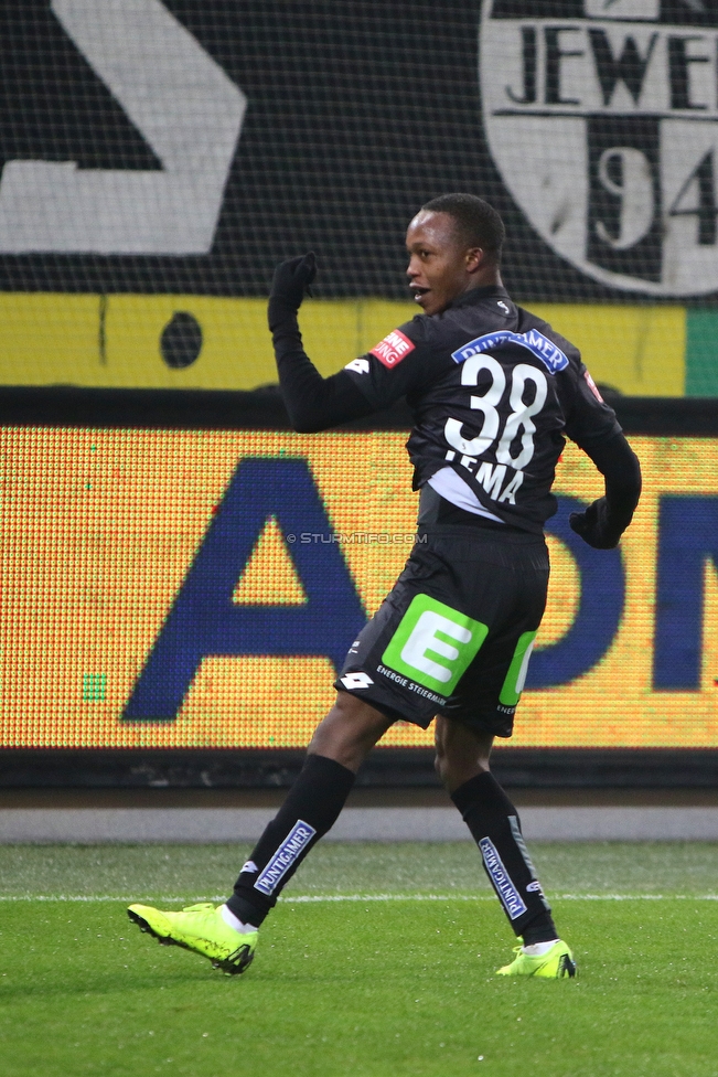 Sturm Graz - Wolfsberg
Oesterreichische Fussball Bundesliga, 16. Runde, SK Sturm Graz - Wolfsberger AC, Stadion Liebenau Graz, 02.12.2018. 

Foto zeigt Michael John Lema (Sturm)
Schlüsselwörter: torjubel