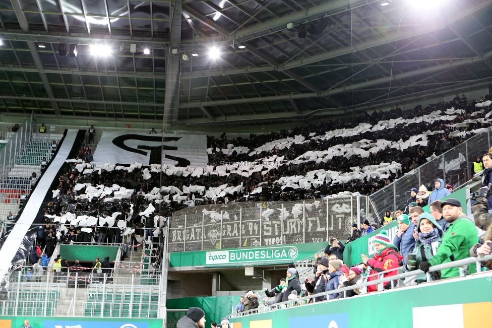 Rapid Wien - Sturm Graz
Oesterreichische Fussball Bundesliga, 17. Runde, SK Rapid Wien - SK Sturm Graz, Weststadion Wien, 09.12.2018. 

Foto zeigt Fans von Sturm mit einer Choreografie
