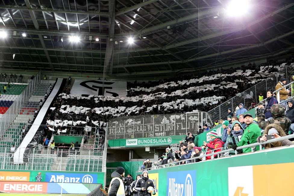 Rapid Wien - Sturm Graz
Oesterreichische Fussball Bundesliga, 17. Runde, SK Rapid Wien - SK Sturm Graz, Weststadion Wien, 09.12.2018. 

Foto zeigt Fans von Sturm mit einer Choreografie
