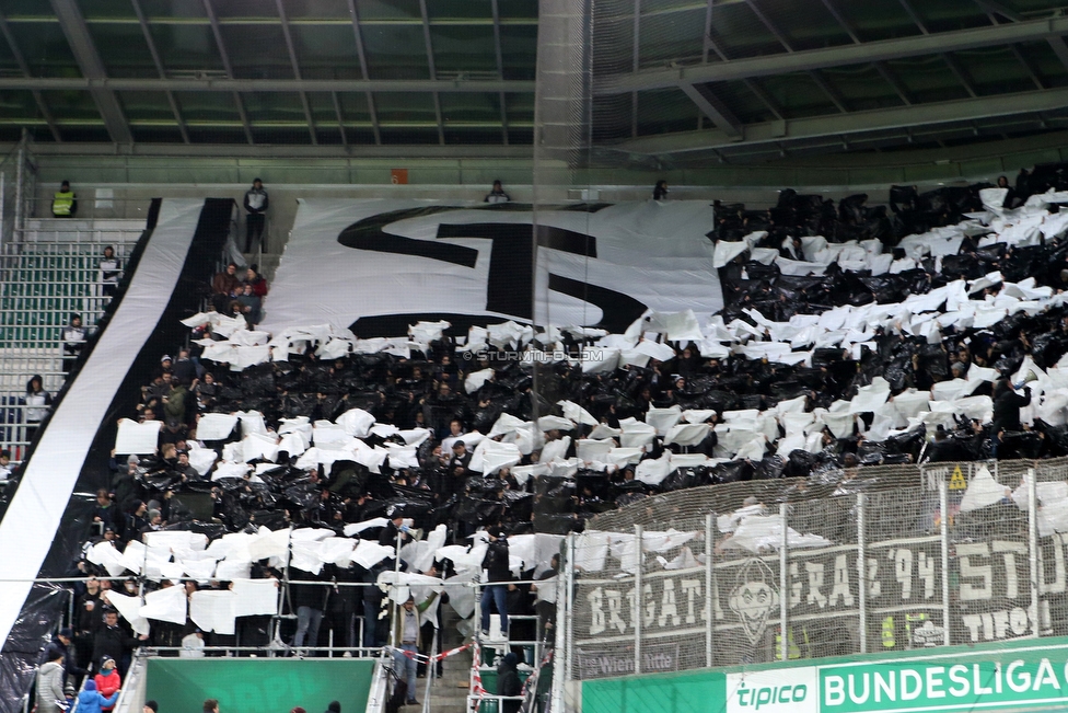 Rapid Wien - Sturm Graz
Oesterreichische Fussball Bundesliga, 17. Runde, SK Rapid Wien - SK Sturm Graz, Weststadion Wien, 09.12.2018. 

Foto zeigt Fans von Sturm mit einer Choreografie
