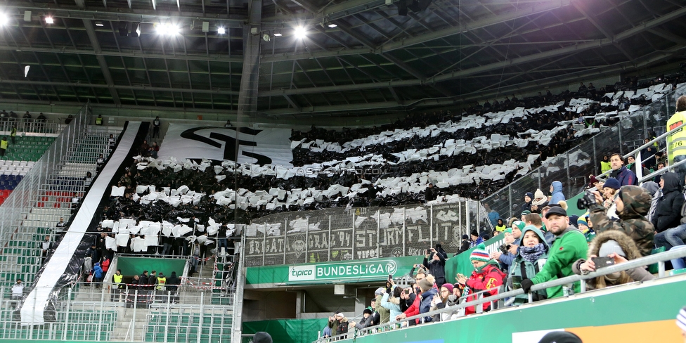 Rapid Wien - Sturm Graz
Oesterreichische Fussball Bundesliga, 17. Runde, SK Rapid Wien - SK Sturm Graz, Weststadion Wien, 09.12.2018. 

Foto zeigt Fans von Sturm mit einer Choreografie
