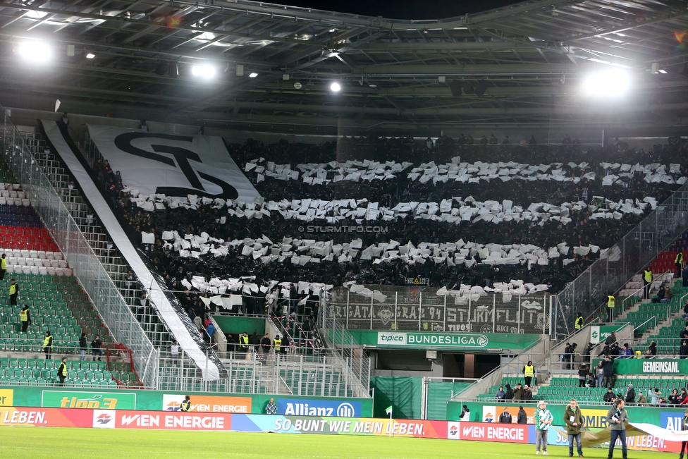 Rapid Wien - Sturm Graz
Oesterreichische Fussball Bundesliga, 17. Runde, SK Rapid Wien - SK Sturm Graz, Weststadion Wien, 09.12.2018. 

Foto zeigt Fans von Sturm mit einer Choreografie
