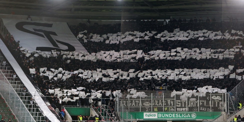 Rapid Wien - Sturm Graz
Oesterreichische Fussball Bundesliga, 17. Runde, SK Rapid Wien - SK Sturm Graz, Weststadion Wien, 09.12.2018. 

Foto zeigt Fans von Sturm mit einer Choreografie
