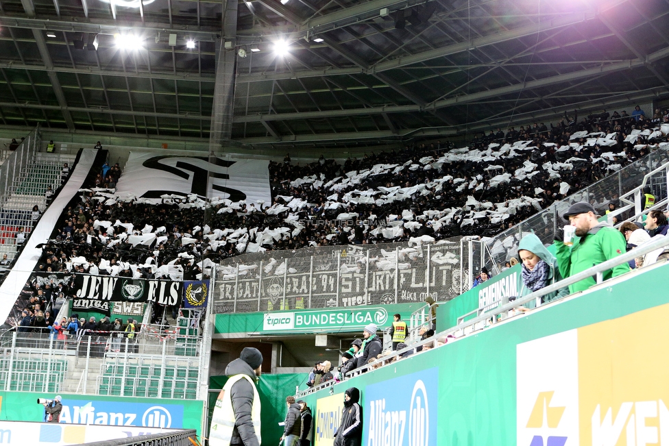 Rapid Wien - Sturm Graz
Oesterreichische Fussball Bundesliga, 17. Runde, SK Rapid Wien - SK Sturm Graz, Weststadion Wien, 09.12.2018. 

Foto zeigt Fans von Sturm mit einer Choreografie
