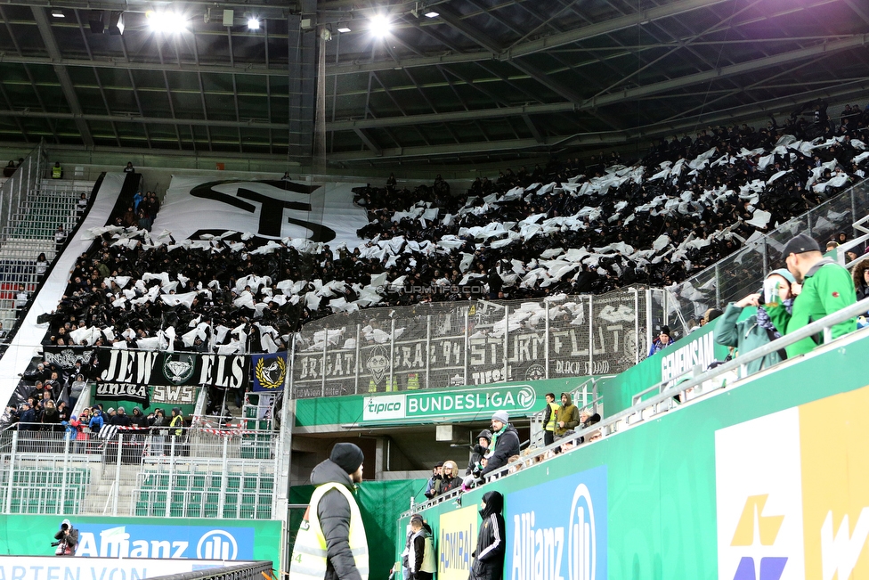 Rapid Wien - Sturm Graz
Oesterreichische Fussball Bundesliga, 17. Runde, SK Rapid Wien - SK Sturm Graz, Weststadion Wien, 09.12.2018. 

Foto zeigt Fans von Sturm mit einer Choreografie
