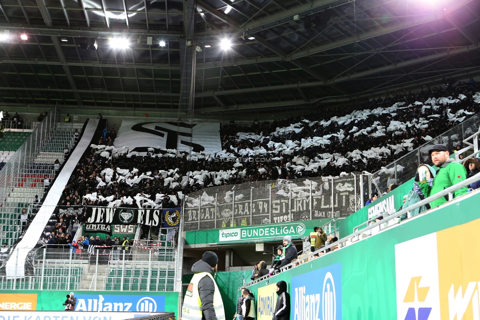 Rapid Wien - Sturm Graz
Oesterreichische Fussball Bundesliga, 17. Runde, SK Rapid Wien - SK Sturm Graz, Weststadion Wien, 09.12.2018. 

Foto zeigt Fans von Sturm mit einer Choreografie
